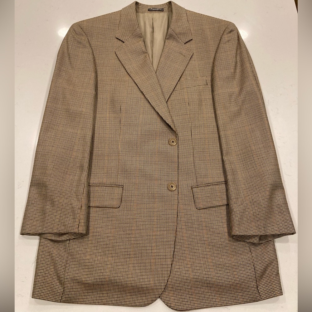 Mark Shale EThomas Silk and Wool Houndstooth Blazer 42 Regular.